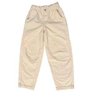 American Eagle Stretch Barrel‎ Corduroy Pant Paper Bag Cream High Waist Size 0